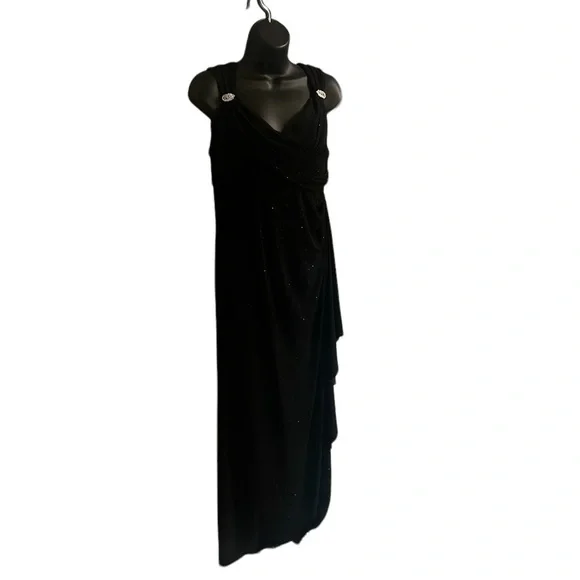 Beautiful 😍R&M Richards Empire Waist Black Sleeveless Sparkle Maxi Dress size 8 - Picture 2 of 15